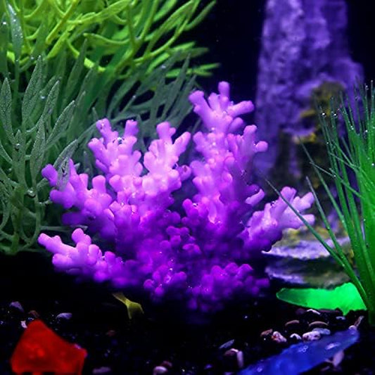 Aquarium Decorations: Glowing Coral Reef Decor Plants (Purple)