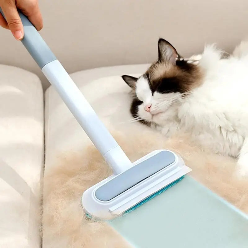 【4 in 1】Multi-Functional Pet Hair Remover, Reusable & Washable Dog & Cat Hair Removal Tool with Extra Long Handle, Lint Cleaner Squeegee for Furniture, Carpet, Clothes, Bedding, Car, Window