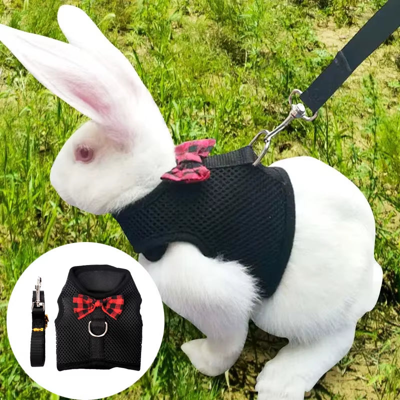 Mesh Soft Pet Rabbit Harness with Leash Strap for Hamster Rat Chinchillas Guinea Pig Small Animal Clothes Vest Rabbits Accessory