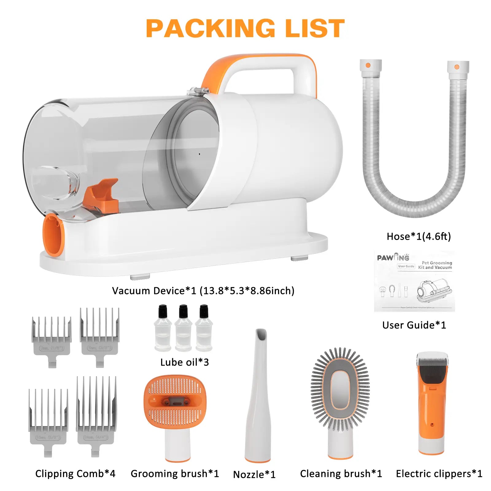 PAWING Grooming Vacuum, Dog Vacuum Brush for Shedding Grooming, Dog Hair Vacuum Groomer, 5-In-1 Pet Grooming Kit for Cat Dog-Gift