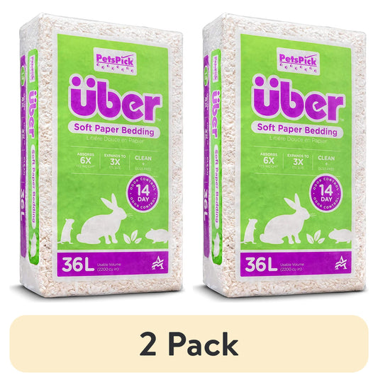 (2 Pack)  36L White Uber Pet Bedding, Hamster, Rabbit, Rat