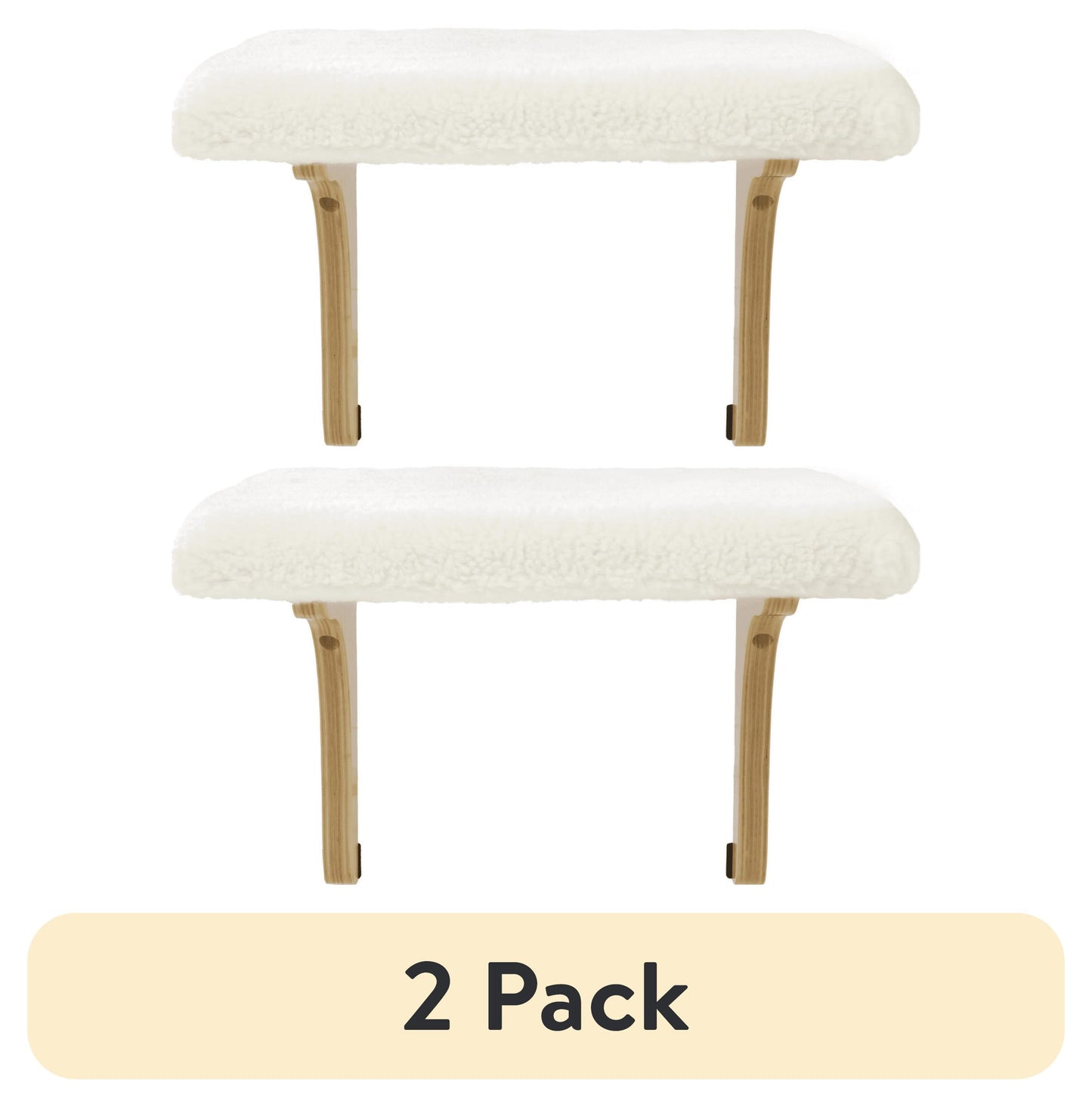 (2 Pack)  Paw Perch Padded Perch for Indoor Cats & Kittens up to 15 Pounds, Easy Install, All Lifestages, Machine Washable Sherpa Cover, Cream