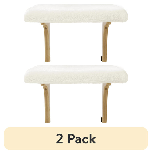 (2 Pack)  Paw Perch Padded Perch for Indoor Cats & Kittens up to 15 Pounds, Easy Install, All Lifestages, Machine Washable Sherpa Cover, Cream