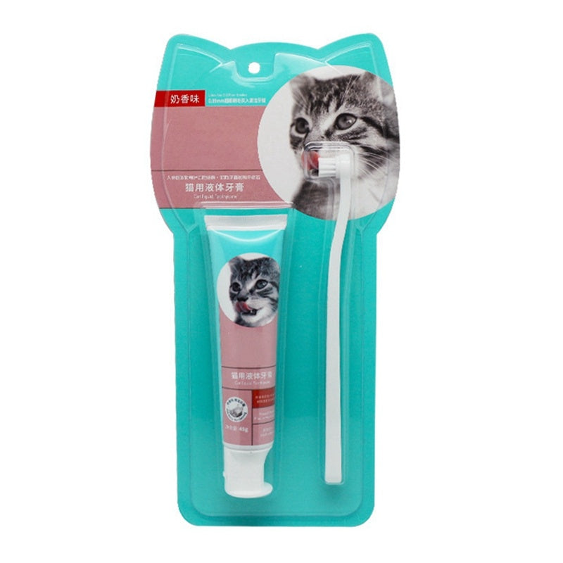 Cat Milk Fragrance Liquid Toothpaste & Toothbrush Set | Safe & Swallowable - Freshmodern Pet Store