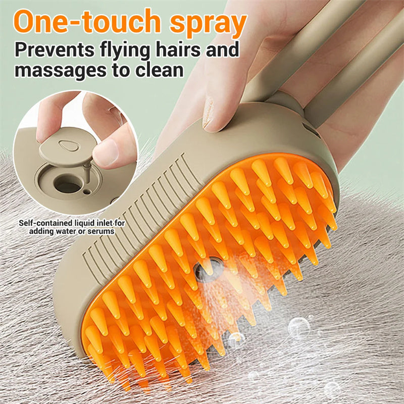 3-in-1 Cat Steam Brush & Dog Grooming Comb | Electric Spray, Hair Removal, & Massage - Freshmodern Pet Store