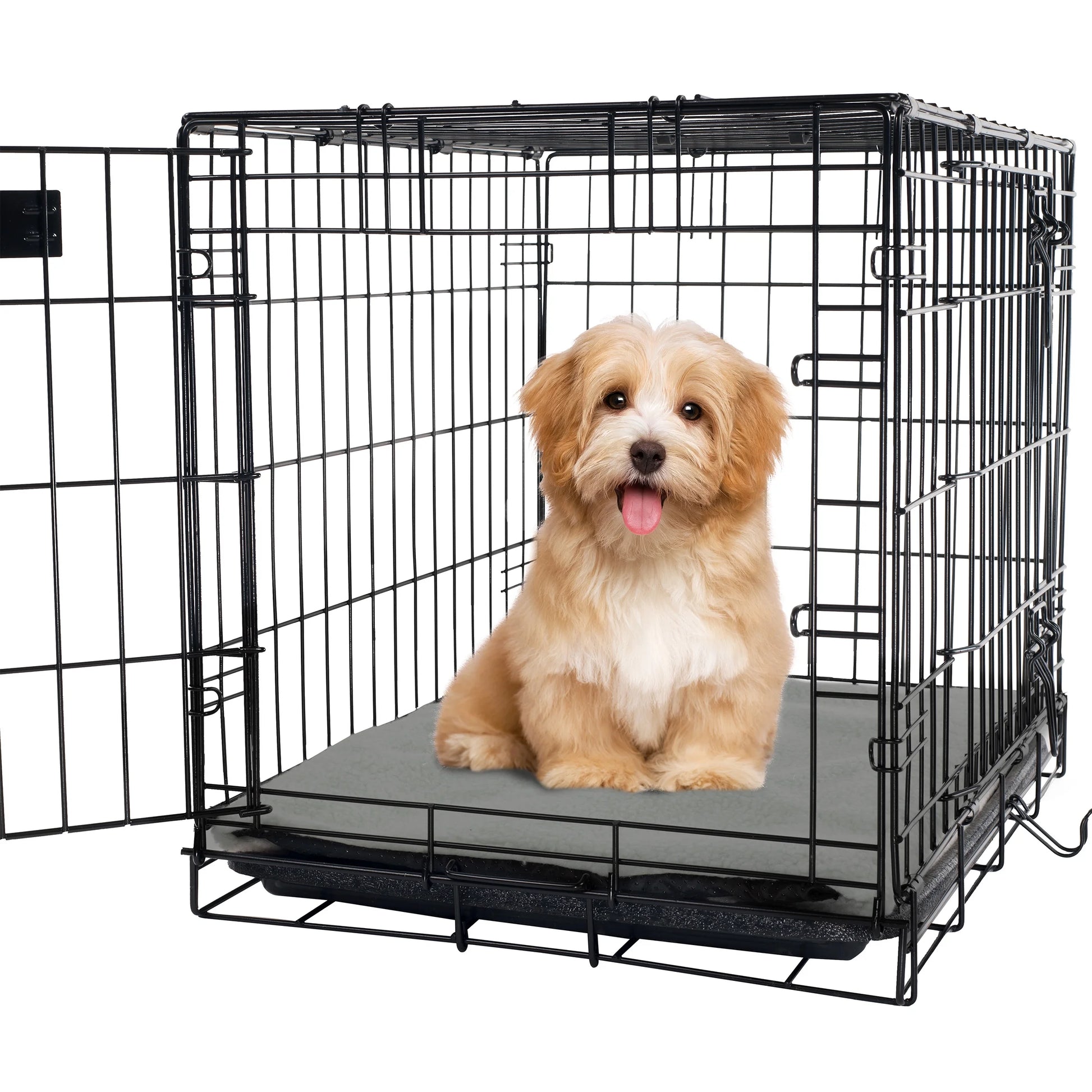 Self Warming Thermal Pet Kennel & Crate Pad with Insulation Layer, Gray, 25X18In