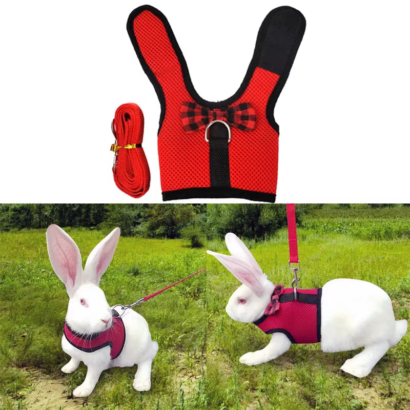 Mesh Soft Pet Rabbit Harness with Leash Strap for Hamster Rat Chinchillas Guinea Pig Small Animal Clothes Vest Rabbits Accessory