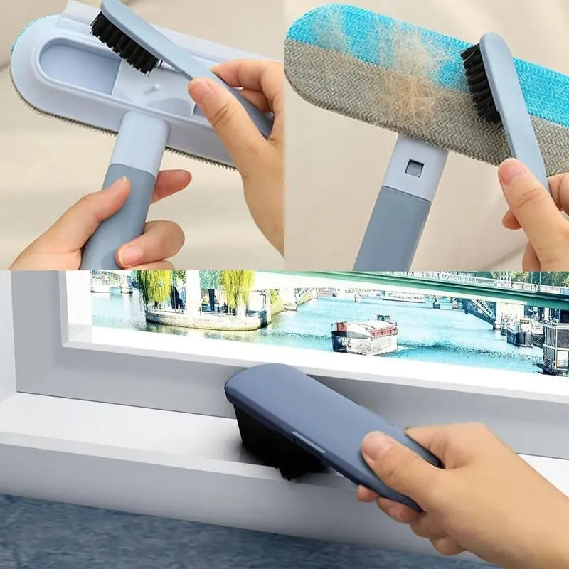 【4 in 1】Multi-Functional Pet Hair Remover, Reusable & Washable Dog & Cat Hair Removal Tool with Extra Long Handle, Lint Cleaner Squeegee for Furniture, Carpet, Clothes, Bedding, Car, Window