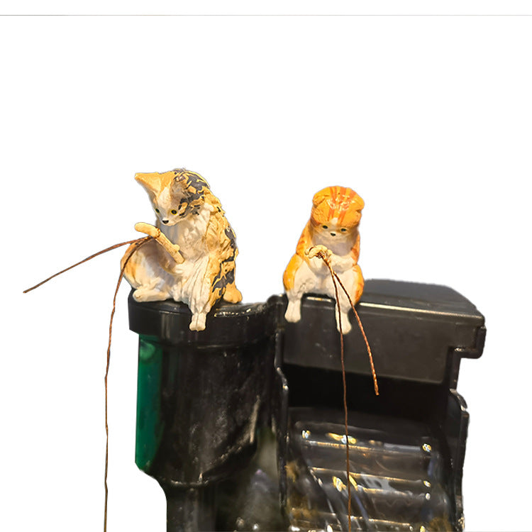 Cat Fishing Fish Tank Decoration - Freshmodern Pet Store