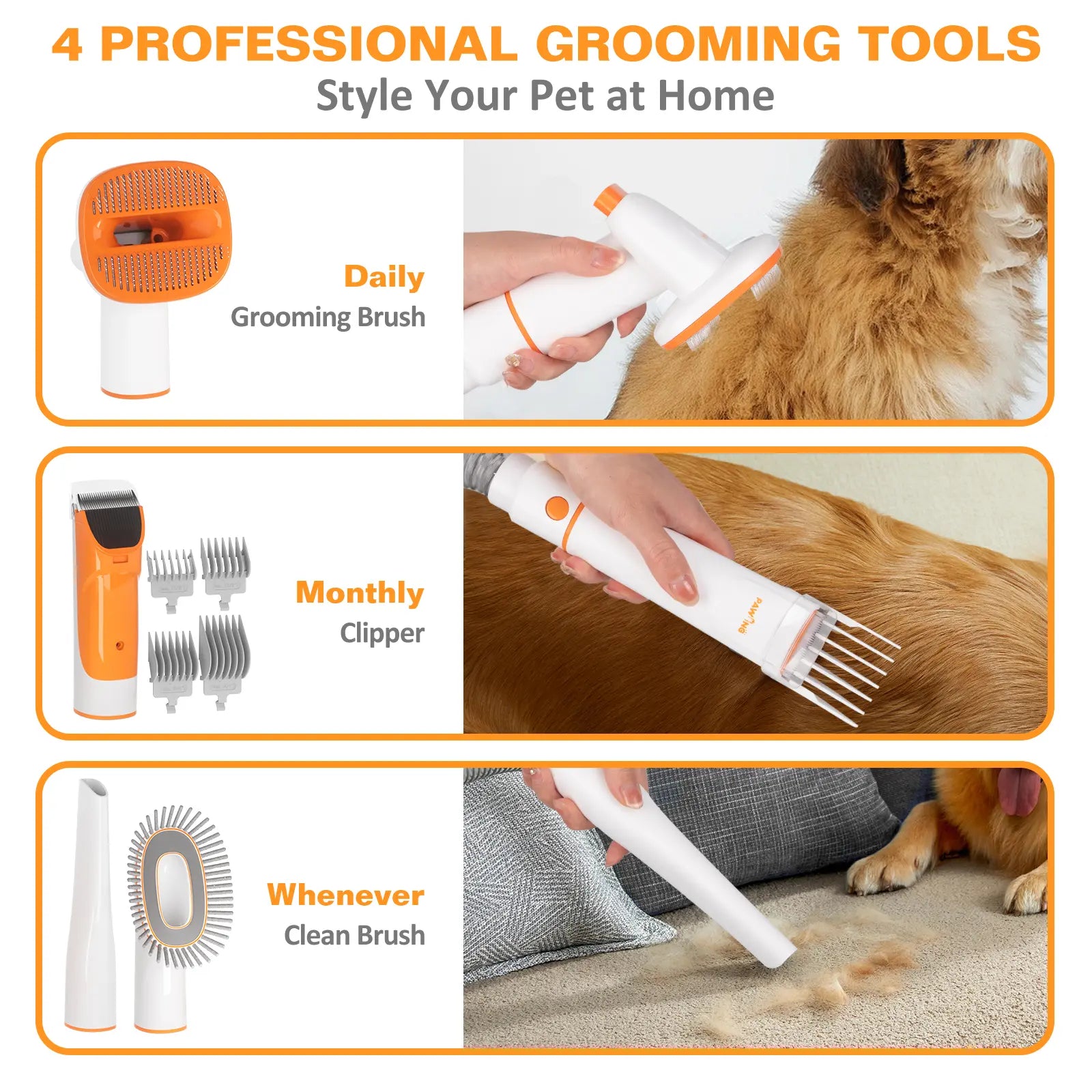 PAWING Grooming Vacuum, Dog Vacuum Brush for Shedding Grooming, Dog Hair Vacuum Groomer, 5-In-1 Pet Grooming Kit for Cat Dog-Gift