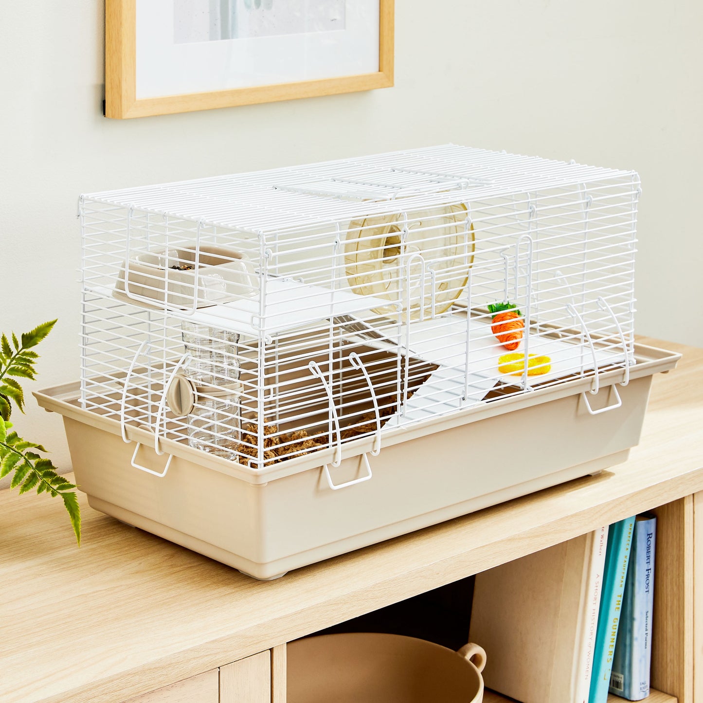 Split-Level Hamster Habitat with Running Wheel & Feeding Accessories