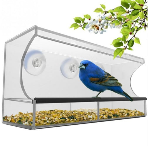 Crystal-Clear Acrylic Bird Feeder – Durable & Stylish Design