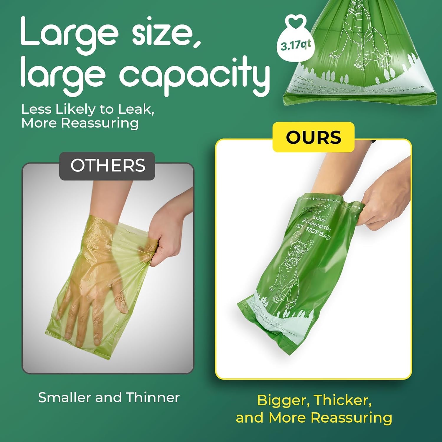 Biodegradable Dog Poop Bags Rolls 360 Count Scented, Leak Proof and Extra Thick Waste Bag Refill (Scented)