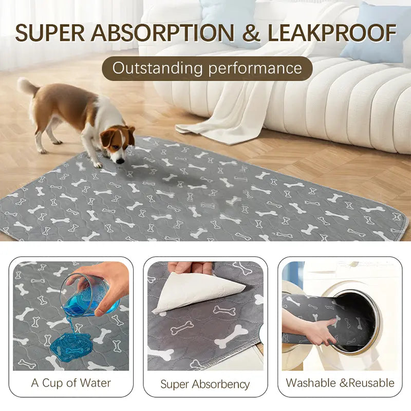 XAKING Washable Dog Pee Pads 2-Pack, Ultra Absorbent Reusable Puppy Training Pads, Non-Slip Leak-Proof Pet Mats for Crate & Floor, Dog Accessories Animal