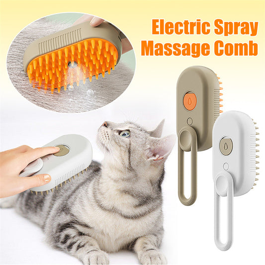 3-in-1 Cat Steam Brush & Dog Grooming Comb | Electric Spray, Hair Removal, & Massage - Freshmodern Pet Store