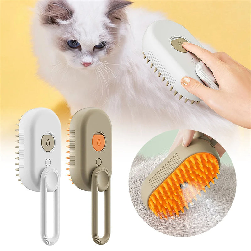 3-in-1 Cat Steam Brush & Dog Grooming Comb | Electric Spray, Hair Removal, & Massage - Freshmodern Pet Store