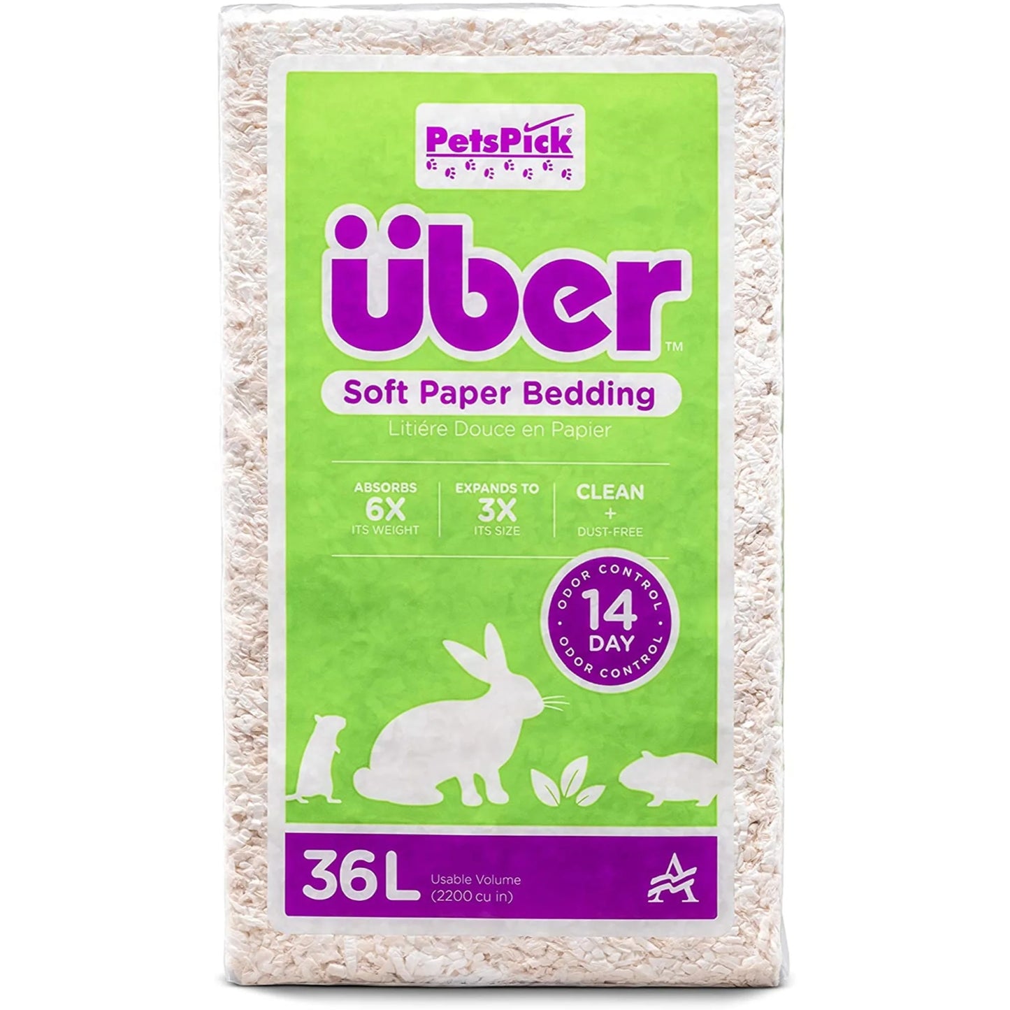(2 Pack)  36L White Uber Pet Bedding, Hamster, Rabbit, Rat