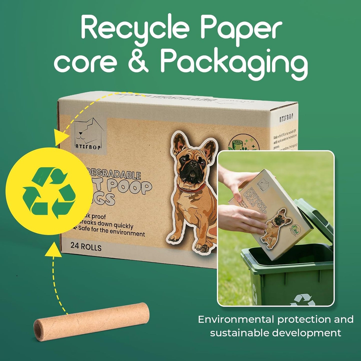 Biodegradable Dog Poop Bags Rolls 360 Count Scented, Leak Proof and Extra Thick Waste Bag Refill (Scented)