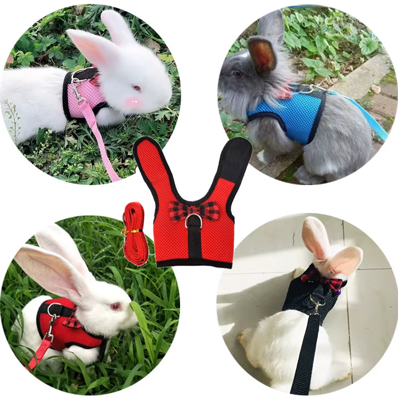 Mesh Soft Pet Rabbit Harness with Leash Strap for Hamster Rat Chinchillas Guinea Pig Small Animal Clothes Vest Rabbits Accessory