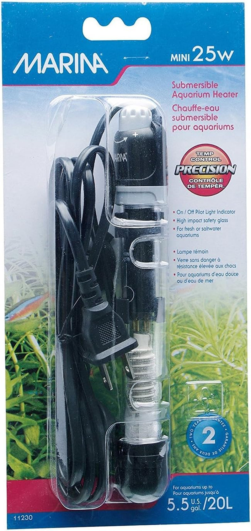 Submersible Aquarium Heater, Betta Fish Tank Heater, 25-Watt, 11230, Black