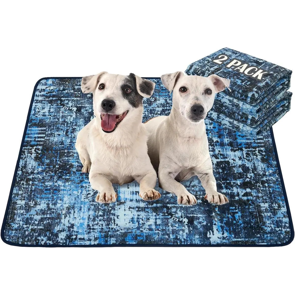 Qeils Super Absorbent Washable Pee Pads for Dogs 2 Pack Green Long Wool Mat Reusable Puppy Pads for Potty Training Outdoorfun Paws Unscented Eco-Friendly