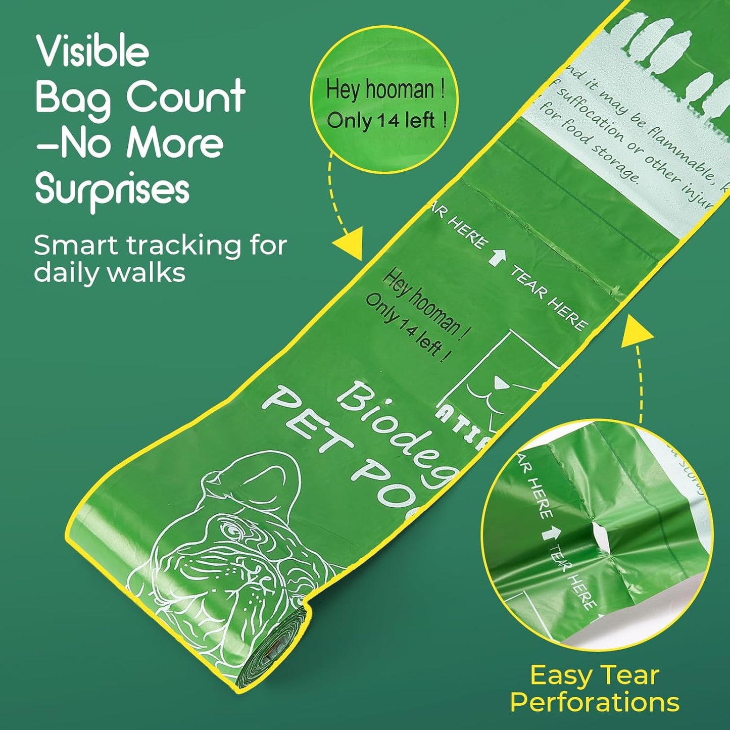 Biodegradable Dog Poop Bags Rolls 360 Count Scented, Leak Proof and Extra Thick Waste Bag Refill (Scented)