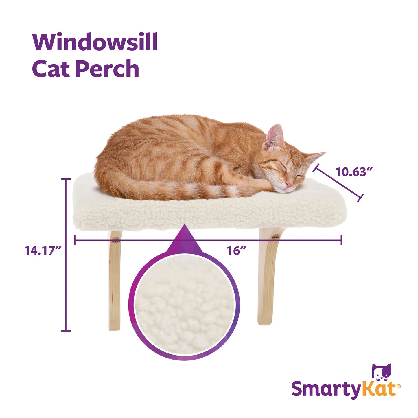 (2 Pack)  Paw Perch Padded Perch for Indoor Cats & Kittens up to 15 Pounds, Easy Install, All Lifestages, Machine Washable Sherpa Cover, Cream