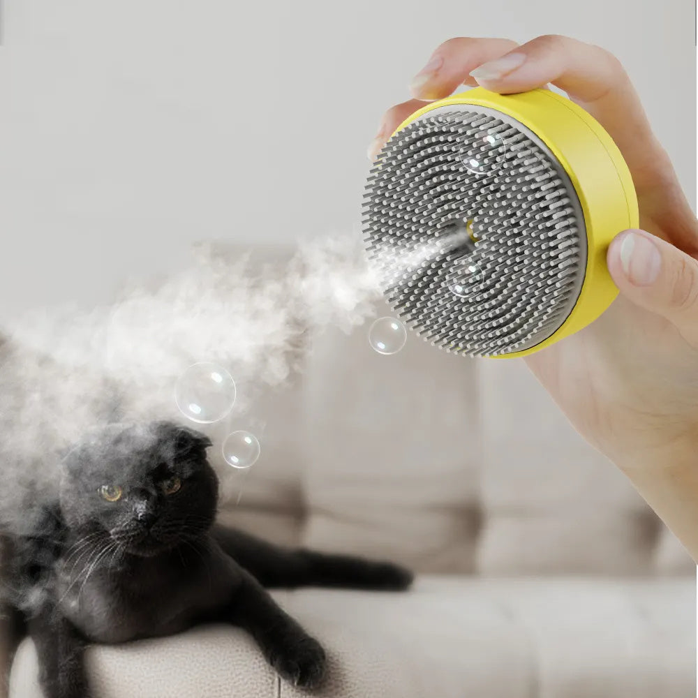 Electric Pet Spray & Massage Comb – 2-in-1 Steam Brush for Cats & Dogs | Anti-Lice Grooming Comb, Hair Detangler & Pet Cleaning Vaporizer