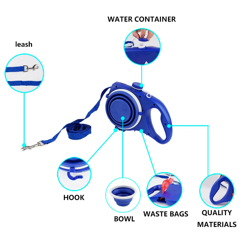 4-in-1 Durable Retractable Dog Leash 
